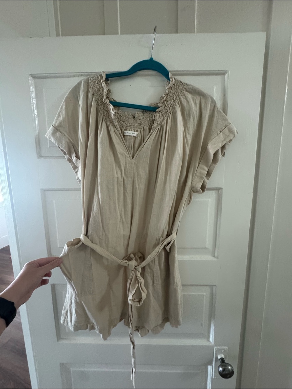 Mustard Seed Beige Tie-Waist Romper